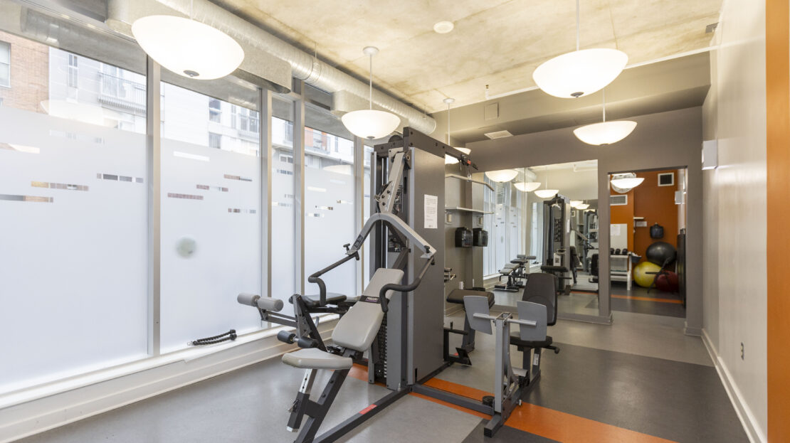 Strength training area in Byward Market condo gym