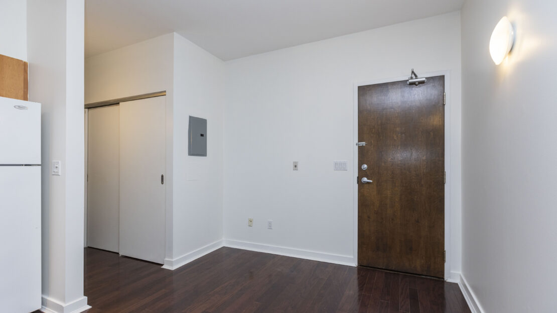 Spacious condo layout with hardwood floors