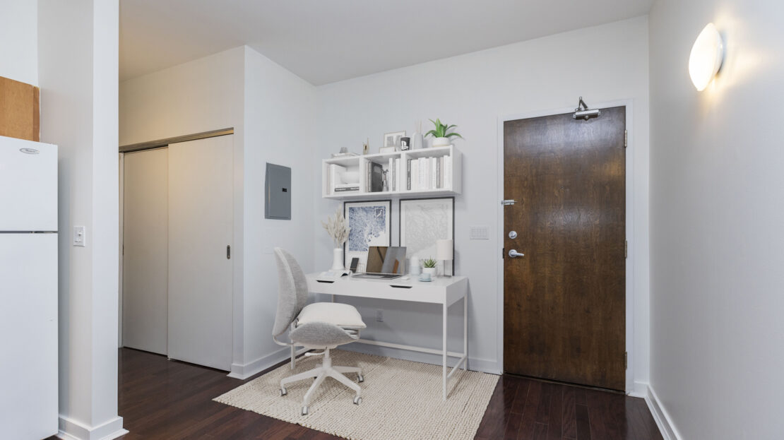 Ottawa condo living room with hardwood floors