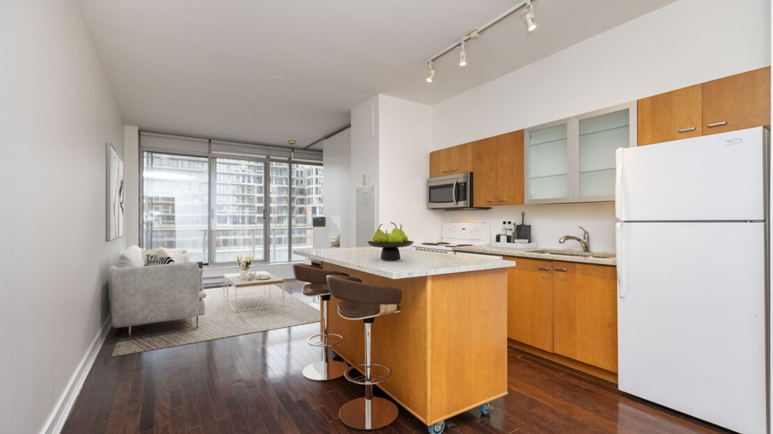 Open-concept dining area in downtown Ottawa condo