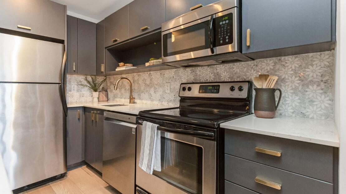 Elegant kitchen with gold accents